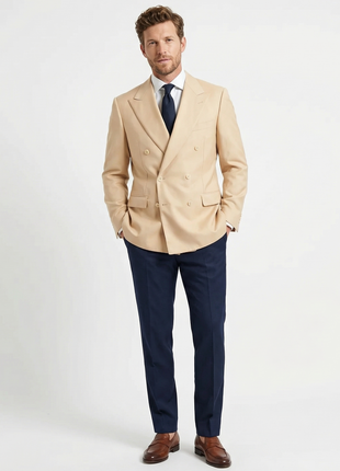 Sartoria Partenopea Men's Peach Double Breasted 100% Cashmere Sportcoat 42R