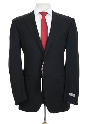 Canali 1934 Mens Solid Black 42L Drop 7 Modern Fit 100% Wool 2 Piece Suit