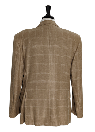 Sartoria Partenopea Men's Tan Windowpane 3-Roll-2 100% Cashmere Sport Coat 46R