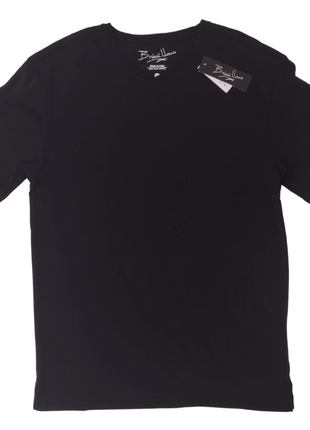 Briani Uomo Mens Black Short Sleeve V Neck 100% Pima Cotton Casual Shirt