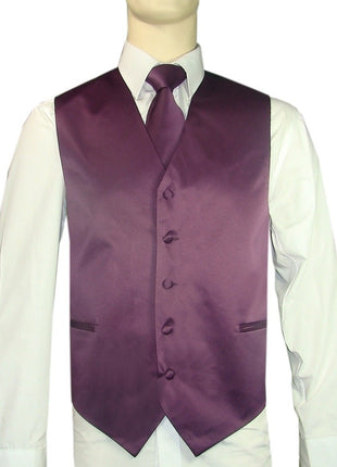 BQ Plum Men's Satin Solid Vest-10AA