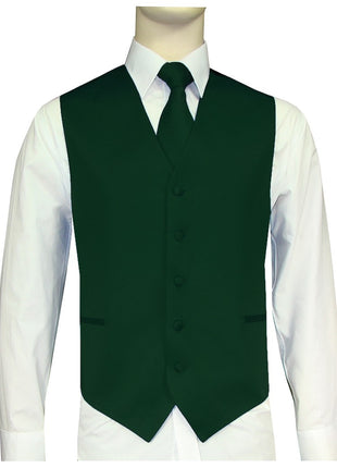 BQ Forest Green Men's Satin Solid Vest-10AAA