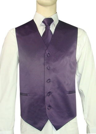 BQ Deep Purple Men's Satin Solid Vest-10BB