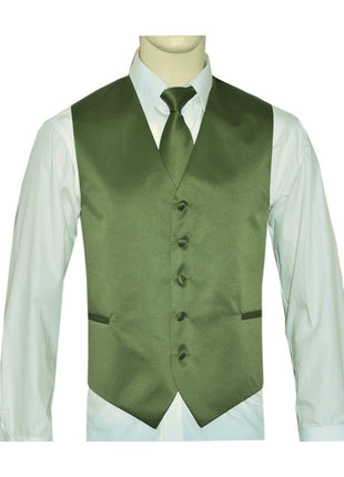 BQ Olive Green Men's Satin Solid Vest-10FF