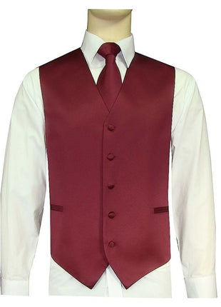 BQ Wine Burgundy Men's Satin Solid Vest-10R