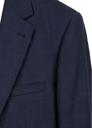 Centrion Mens Navy Subtle Tonal Plaid Notch Lapels Classic Fit 2 Button Wool Suit