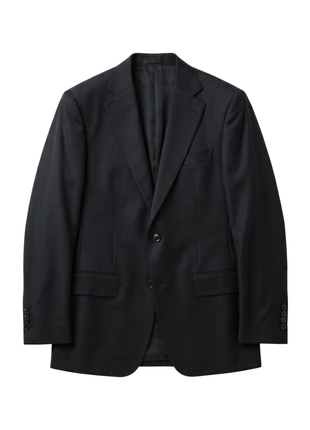 Sartoria Mazara Solid Black Slim Fit Notch Lapel 2-Button Wool Suit
