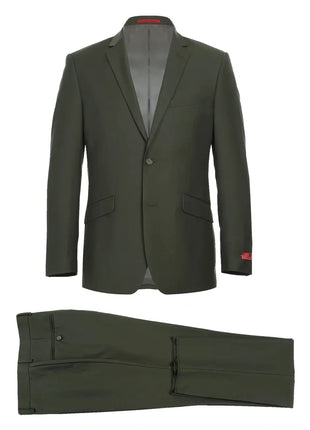 Men's Raphael Slim Fit Olive Green Two Button 2 Piece Formal Suit