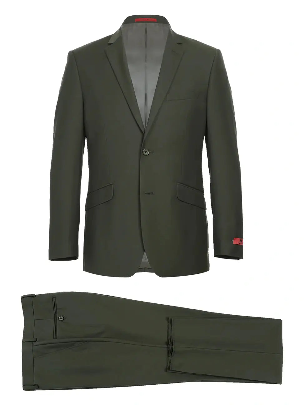 Traje formal de 2 piezas con dos botones, corte entallado, color verde oliva Raphael para hombre