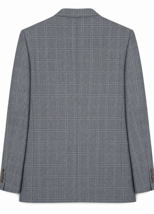 Gucci Heather Gray with White Windowpane Wool Silk Blend Classic Fit 2-Button Suit 46R
