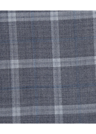 English Laundry Gray Windowpane Slim Fit Notch Lapel Wool Blend Stretch 2 Button Suit