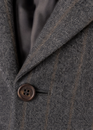 Sartoria Partenopea Charcoal Gray with Sandy Pinstripe Classic Fit Flannel Wool 3-Piece Suit 42R