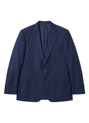 Sartoria Mazara Textured Navy Classic Fit Notch Lapel Wool 2-Button Suit