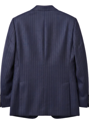 Atica Navy & Orange Pinstripe Classic Fit Peak Lapel Half-Canvassed 2 Button Wool Suit