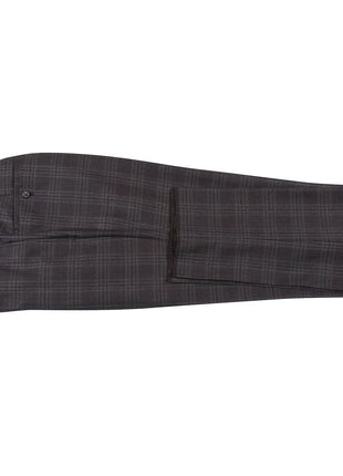 English Laundry Brown Tonal Plaid Slim Fit Peak Lapel 2-Button Wool Suit