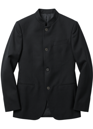 Corneliani Collection Mens Black Textured No-Lapel Slim Fit 3-Piece Wool Suit - 44R