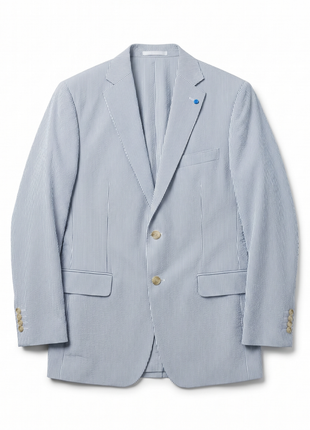 Blujacket Mens Azure Blue Subalpino Cotton Regular Fit Seersucker Suit - The Suit Depot