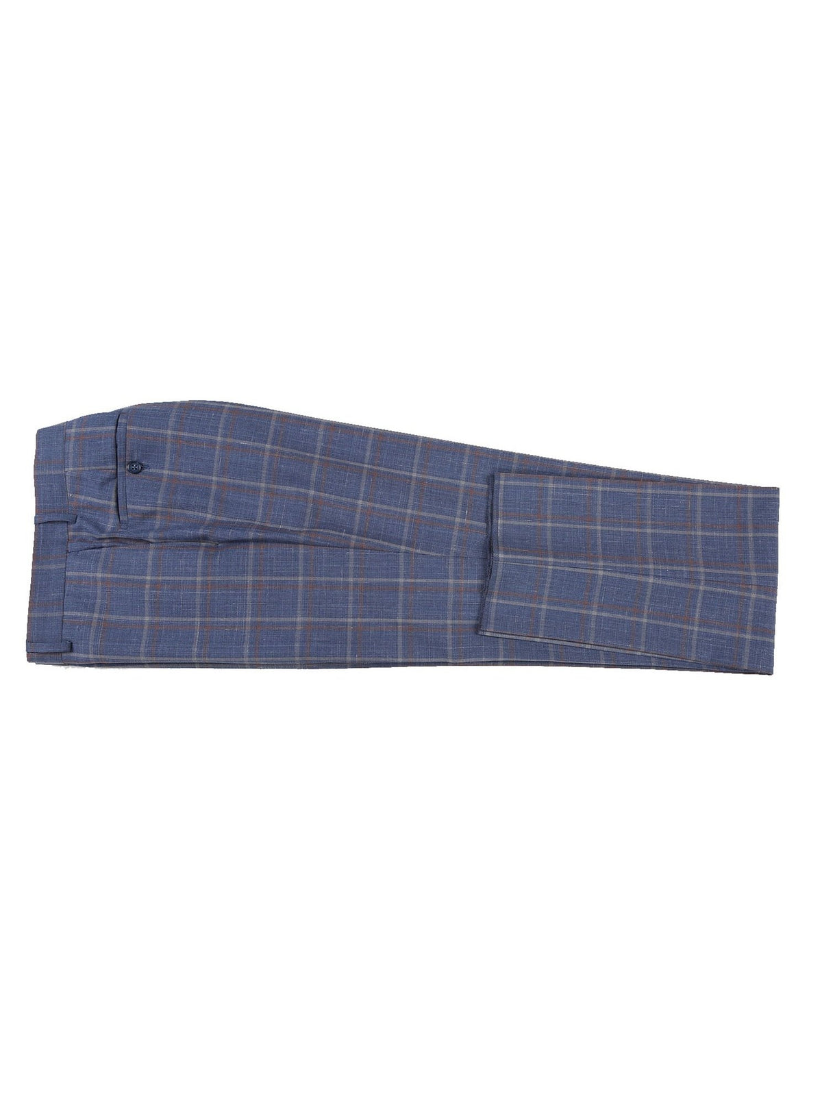 English Laundry Slim Fir Light Steel Blue with Orange Check Wool Suit