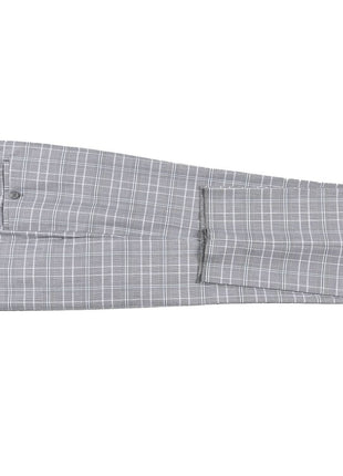 English Laundry Glen Plaid Grey Slim Fit Notch Lapel Two button Stretch Suit