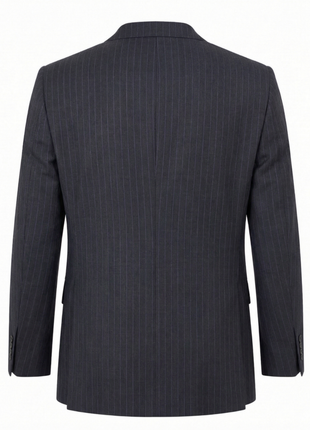 Mazara Mens Dark Gray with Navy Pinstripe Classic Fit Peak Lapel Wool 3-Piece Suit