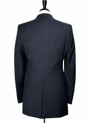 Corneliani Mens Solid Black Fully-Canvassed Peak Lapels Slim Fit 1-Button Wool Blend Suit - 40L - The Suit Depot