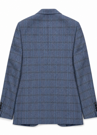 Luigi Baldo Slate Blue with Black Teal Windowpane Slim Fit Cashmere 2-Button Sport Coat 38R