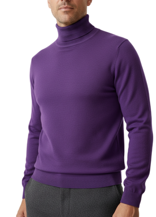 Arthur Black Mens Solid Royal Purple Pullover Cotton Blend Turtleneck Sweater Shirt