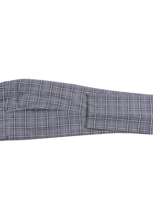 Men's Classic Fit Single Breasted Grey & White Check Suits