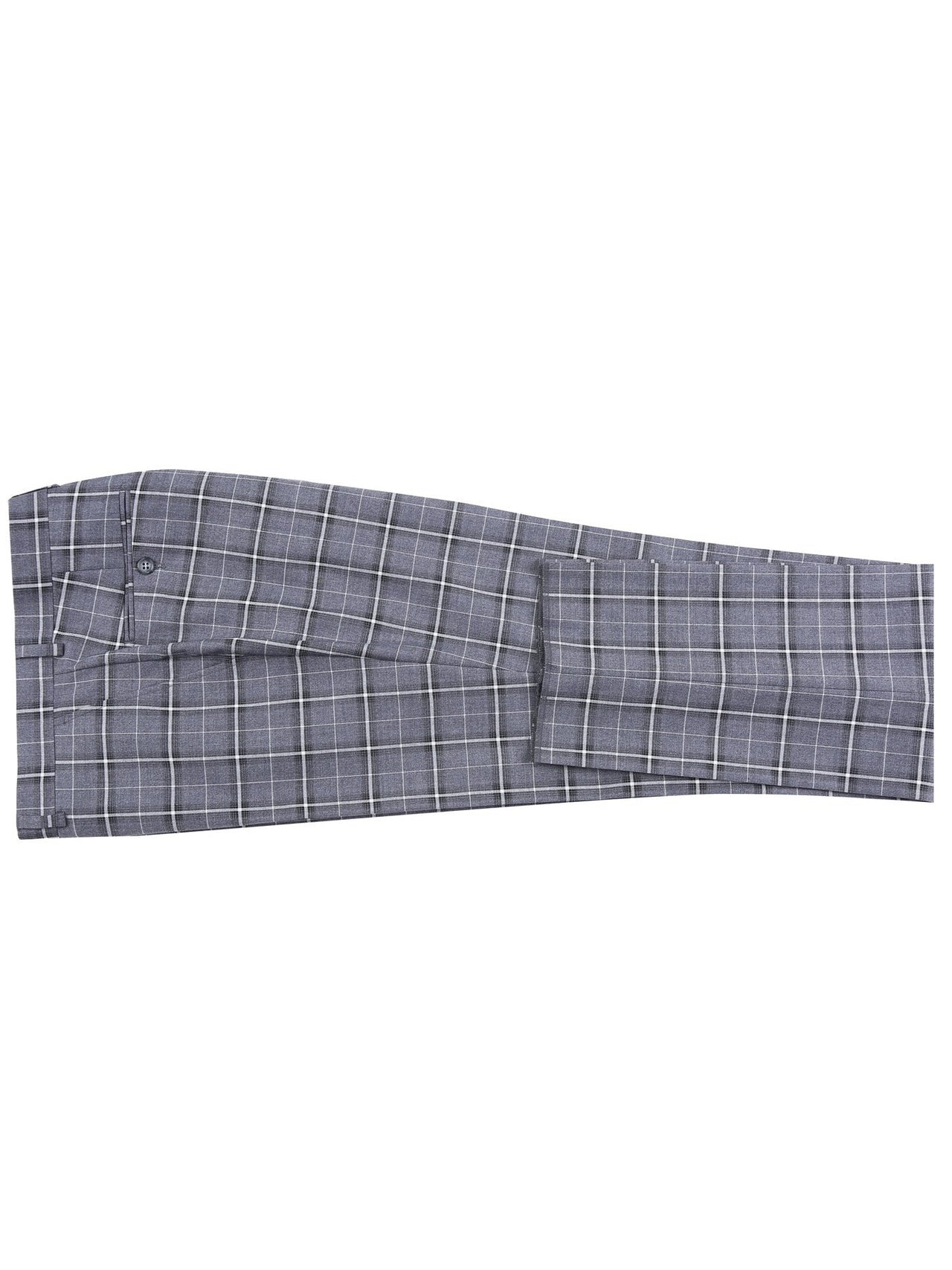 Men's Classic Fit Single Breasted Grey & White Check Suits