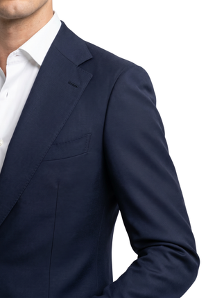 Montreux Mens Solid Navy Blue Slim Fit Unlined 4-way Stretch Suit