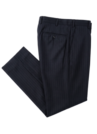 Corneliani Mens Black Pinstripe Fully-Canvassed Notch Lapels Classic Fit 3-Button Wool Suit - 46L