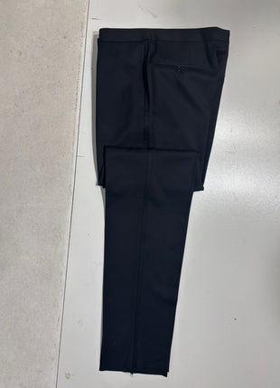 Ermenegildo Zegna Solid Black Satin Notch Lapel Slim Fit 1-Button Wool Tuxedo - 44L