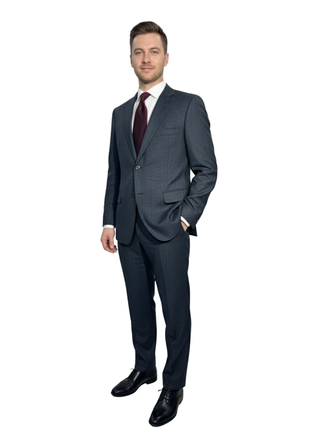 Isaia Mens Blue Nailhead Tweed Notch Lapel Slim Fit 2-Button Wool Suit - 44L
