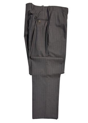 Sartoria Partenopea Mens Brown Pinstripe Notch Lapel Slim Fit 3-button Wool Suit - 44R