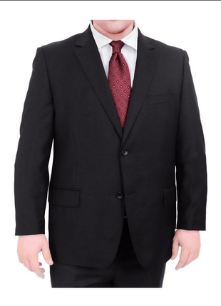 Label M Mens Solid Black Regular Fit 100% Wool 2 Button Blazer Sportcoat