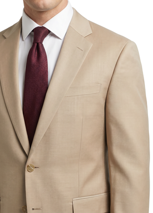 Prontomoda Tan Regular Fit Wool Notch Lapel 2 Button Suit - The Suit Depot
