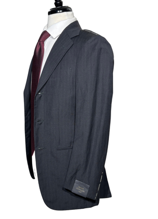 Sartoria Partenopea Mens Black Pinstripe Notch Lapel Classic Fit 3-button Wool Linen Suit - 32R