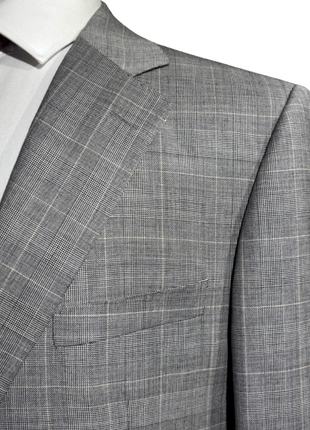 Galvani Collezione Mens Gray Windowpane Notch Lapel Classic Fit 2-Button Wool Suit - 44R