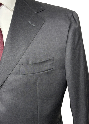 Sartoria Partenopea Mens Solid Charcoal Notch Lapel Slim Fit 3-button Wool Suit - 44R