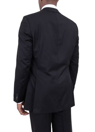 Hugo Boss Pasolini/Movie Solid Black Notch Lapel 2-Button Wool Suit