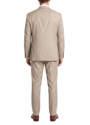 Prontomoda Tan Regular Fit Wool Notch Lapel 2 Button Suit - The Suit Depot