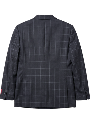 Mazara Mens Black With Gray Windowpane Classic Fit Double-Breasted Wool Suit