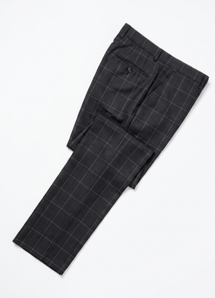 Mazara Mens Black With Gray Windowpane Classic Fit Double-Breasted Wool Suit