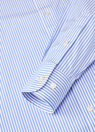 Atica Slim Fit Blue Stripe Cutaway Collar Stretch Cotton Dress Shirt