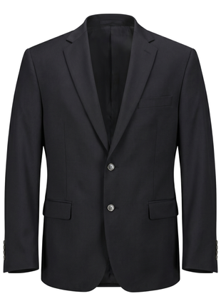 Calvin Klein Solid Dark Navy Blue Slim Fit Notch Lapel Wool Blend 2-Button Blazer
