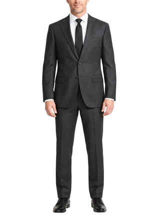 Canali Black Striped Modern Fit Canvassed Notch Lapel Wool 2-Button Suit 40L