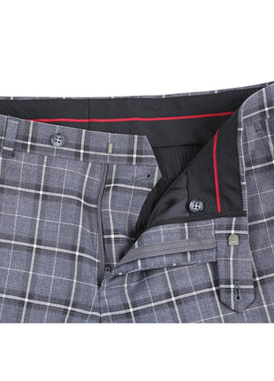 Men's Classic Fit Single Breasted Grey & White Check Suits