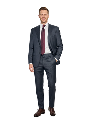 Isaia Mens Charcoal Pinstripe Notch Lapel Classic Fit 2-Button AquaSpider 160s Wool Suit - 48R