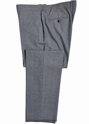 Gucci Heather Gray with White Windowpane Wool Silk Blend Classic Fit 2-Button Suit 46R
