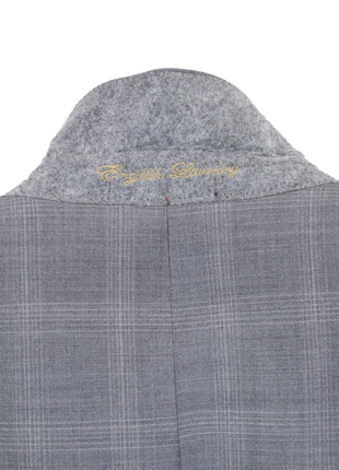 English Laundry Light Gray Plaid Slim Fit Notch Lapel Wool Blend Stretch 2 Button Suit